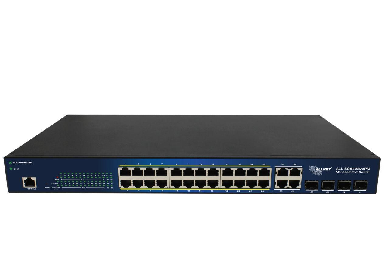 ALLNET Switch smart managed Layer2 24 Port? PoE Budget 370W? 24x at? 4x SFP? 19""""? - Switch - 56 Gbp Produktbild