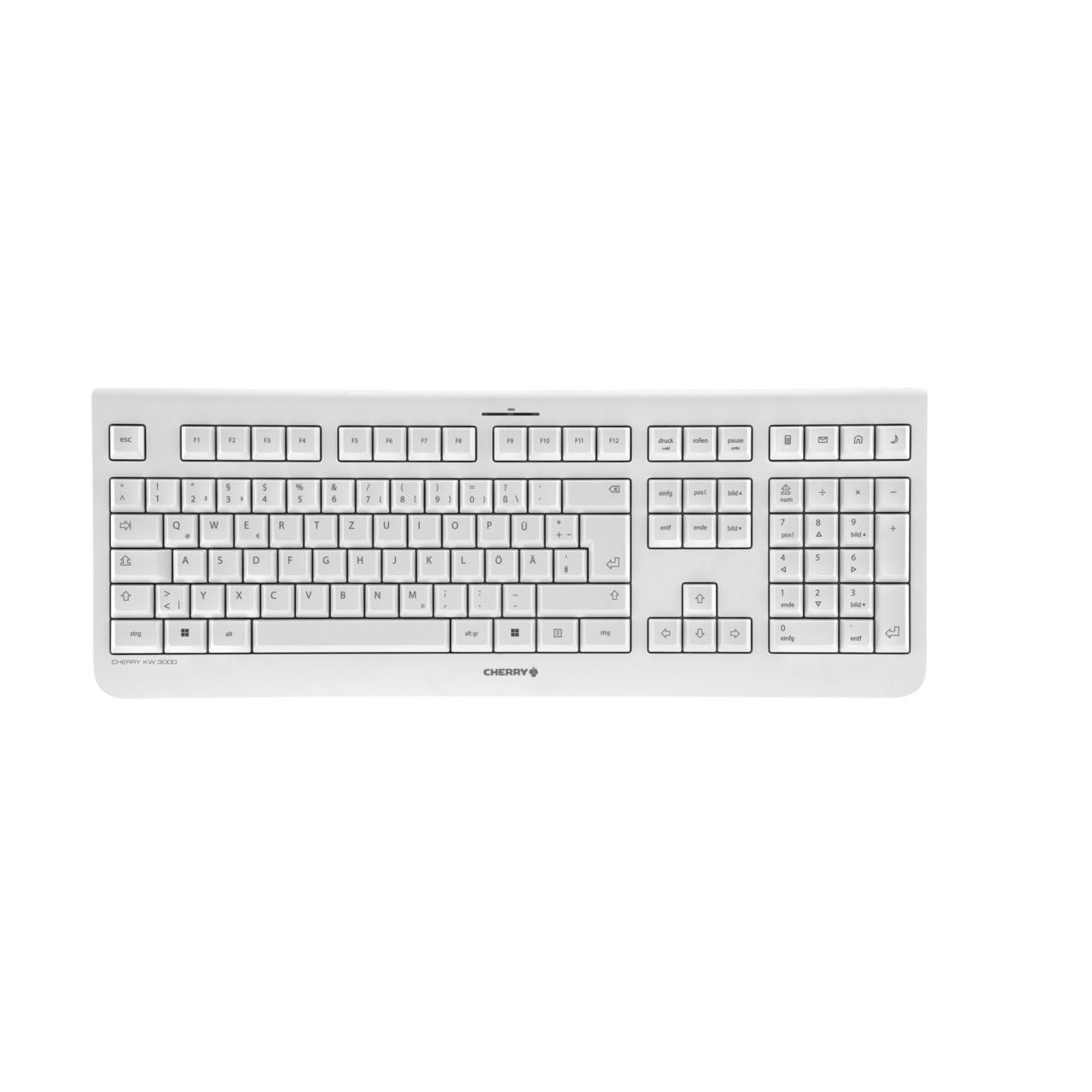 CHERRY KW 3000 - Tastatur - geräuscharm, Full-Size-Layout - kabellos - 2.4 GHz - QWERTZ - Deutsch - weiß Produktbild 3