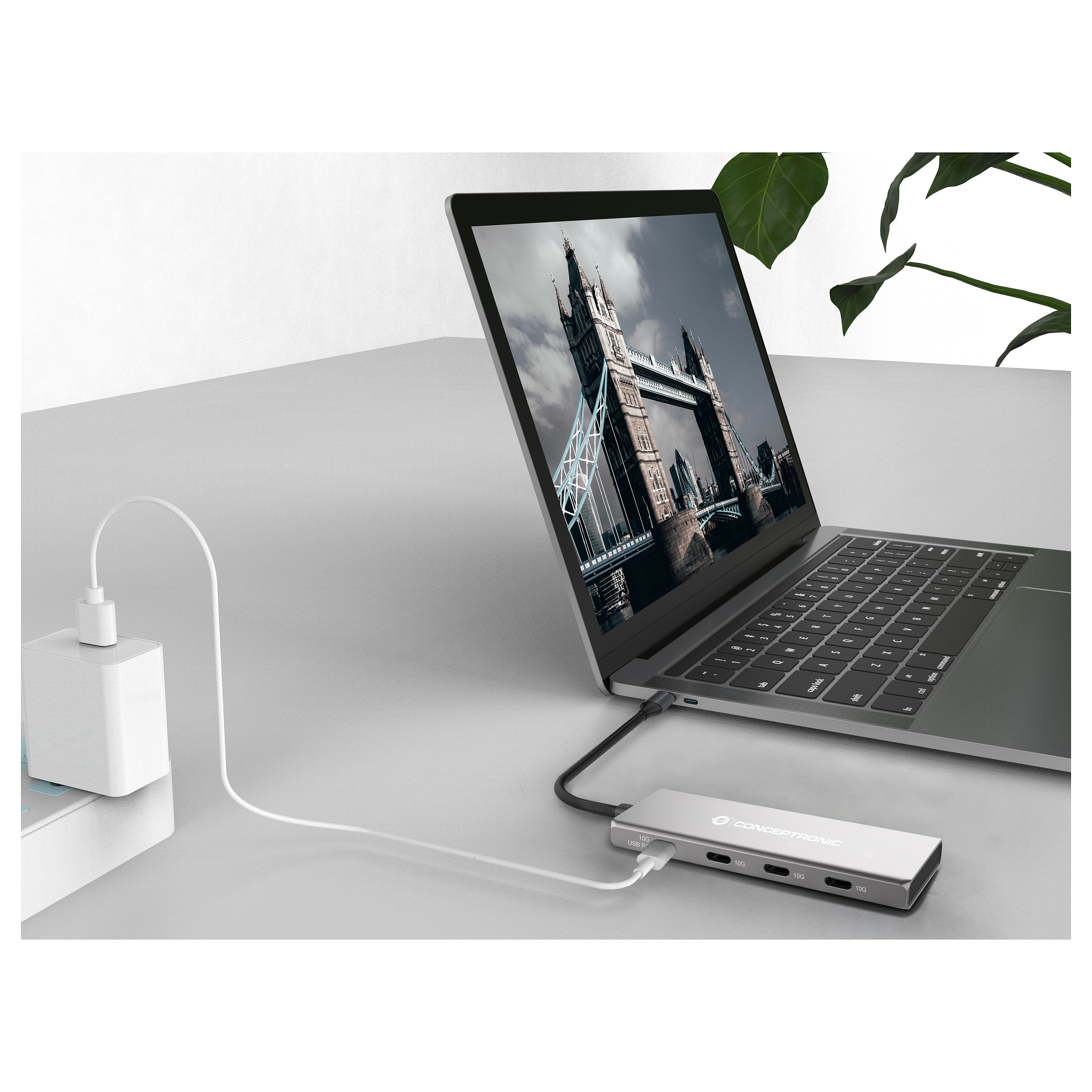 CONCEPTRONIC Dock USB-C->4x USB-C 100WPD o.Netzteil 0.25m gr Produktbild