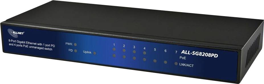 ALLNET ALL-SG8208PD ungemanaged 10G Ethernet (100/1000/10000) Energie Über Ethernet (PoE) Unterstütz Produktbild 3