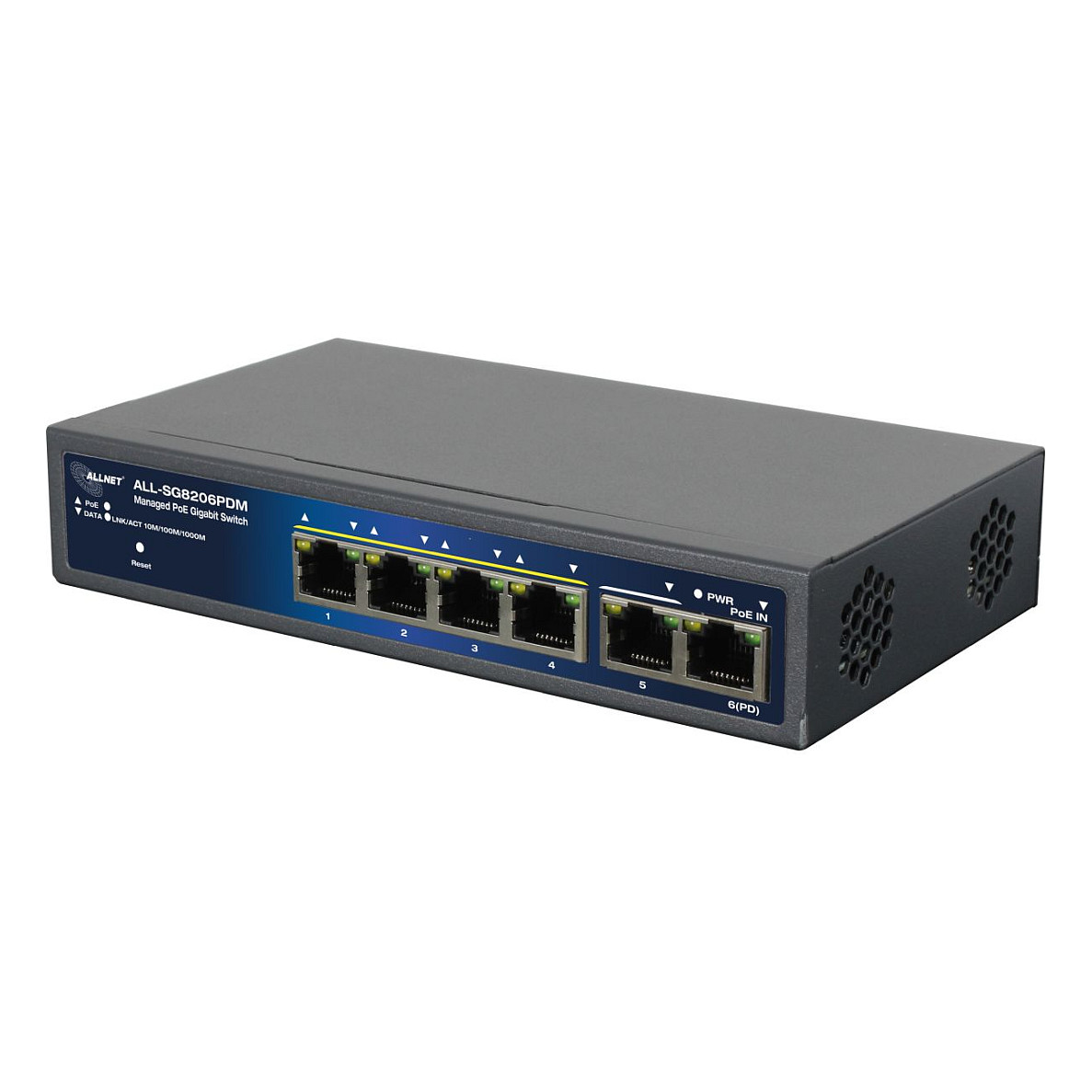 ALLNET Switch smart managed 6 Port Gigabit 95W 4x PoE 1x 90W BT In - Fernwartungsmodul - Switch Produktbild 2