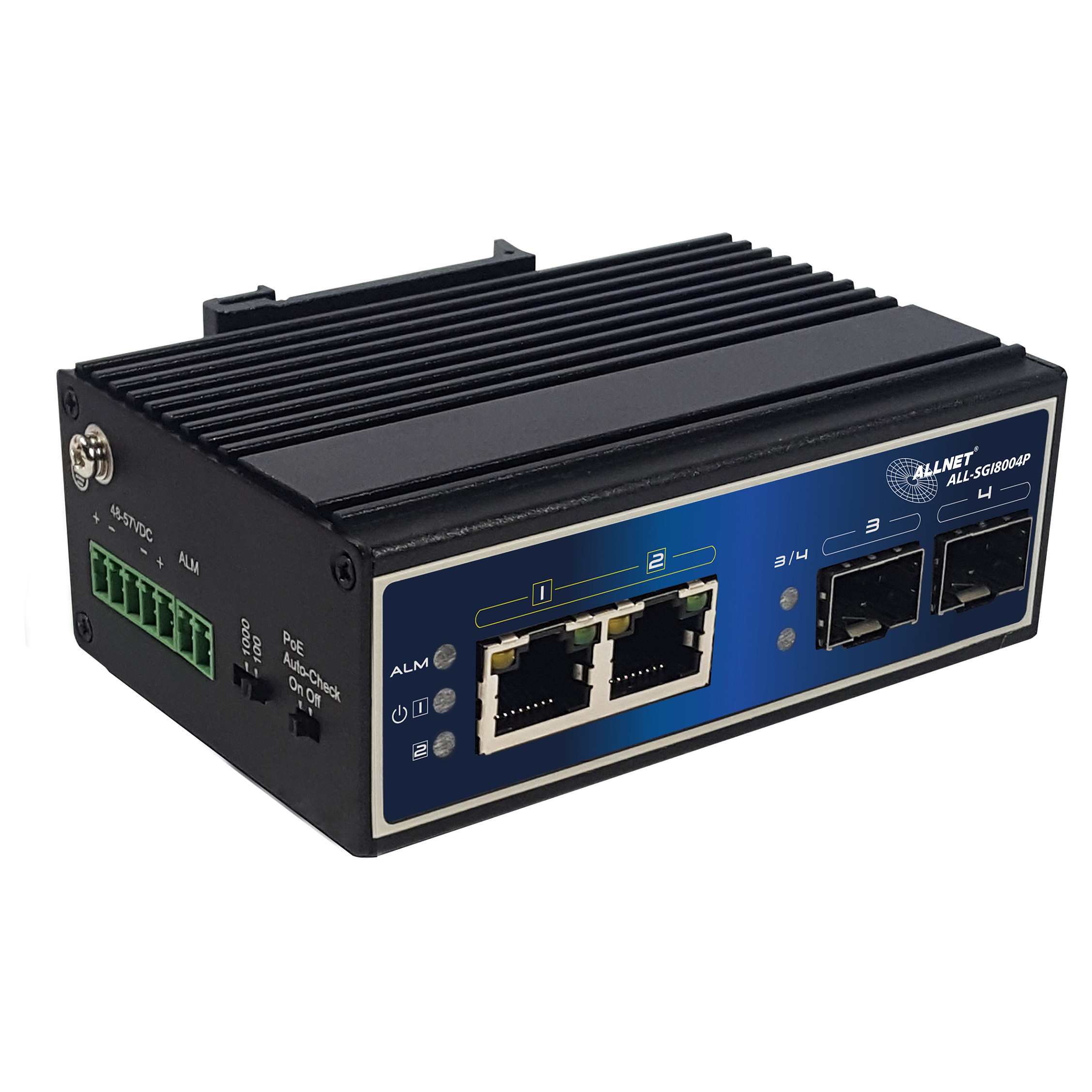 ALLNET SGI8004P - Switch 4-Port Gigabit Ethernet SFP PoE+ - Switch - Kupferdraht ( ALL-SGI8004P ) Produktbild 2