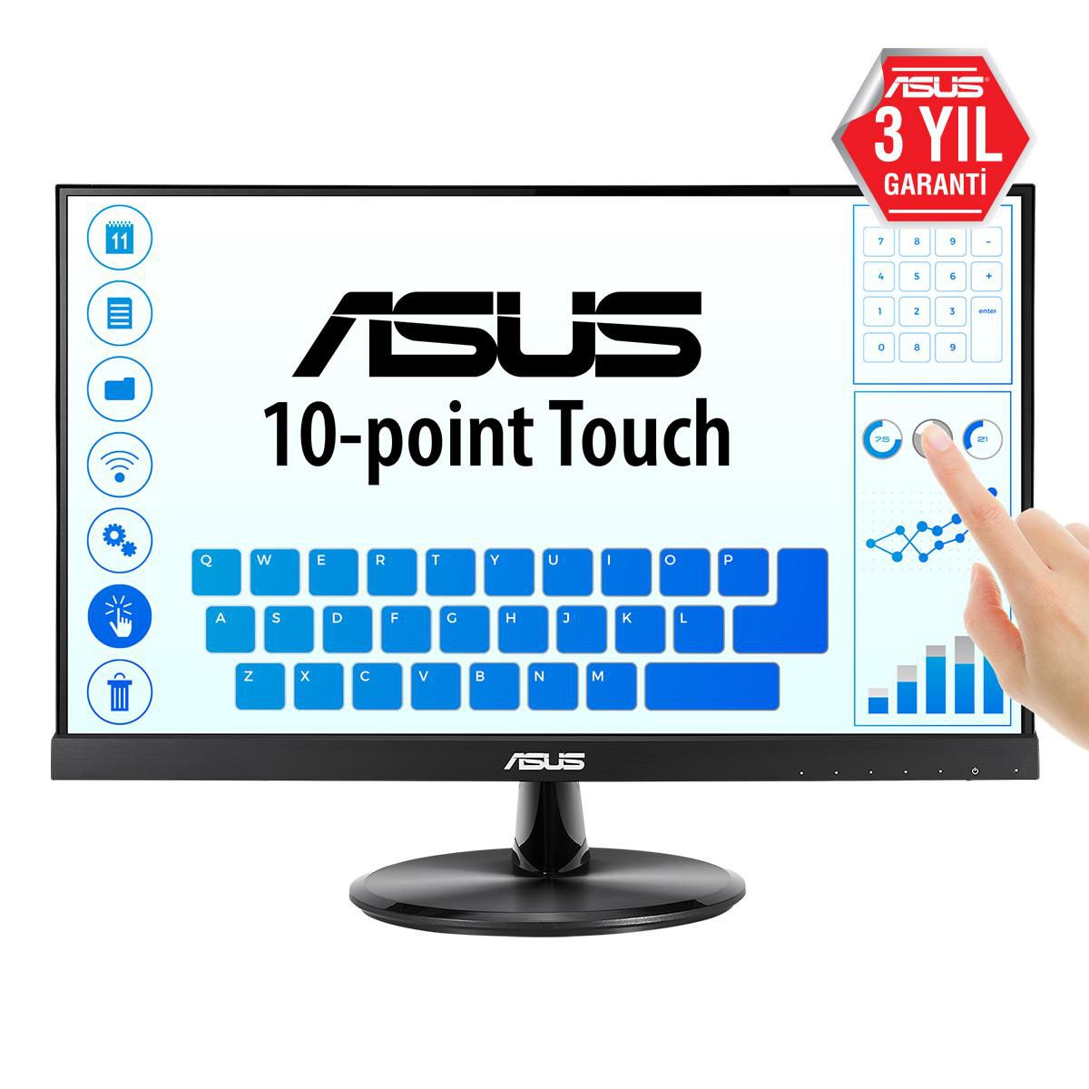ASUS VT229H - LED-Monitor - 55.9 cm (22"") - Touchscreen - 1920 x 1080 Full HD (1080p) @ 60 Hz - IPS - 250 cd/m² - 1000:1 - 5 ms - HDMI, VGA - Lautsprecher Produktbild 2