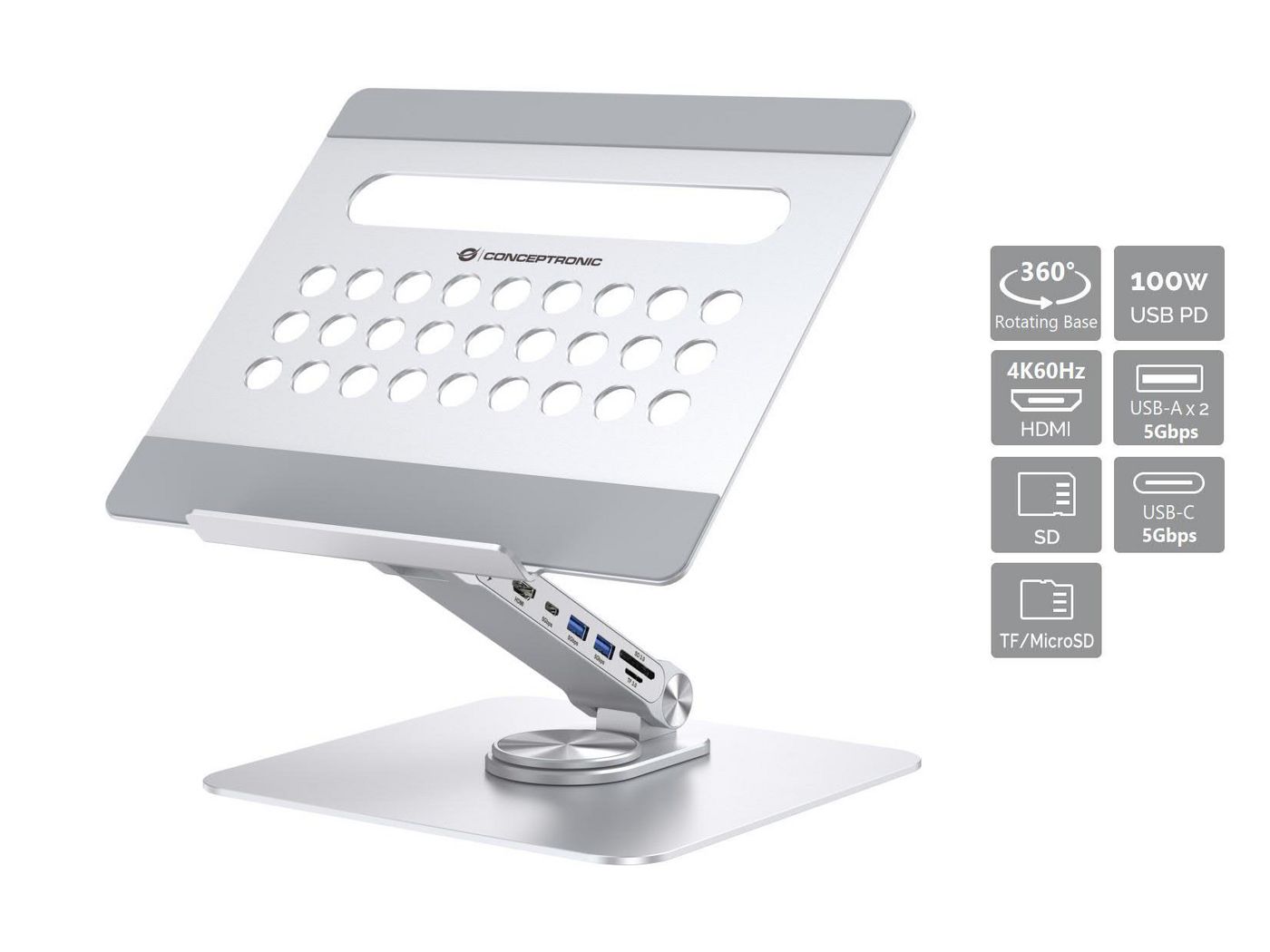 CONCEPTRONIC Tablet Halterung inkl 7-in-1 Docking Station si Produktbild 3