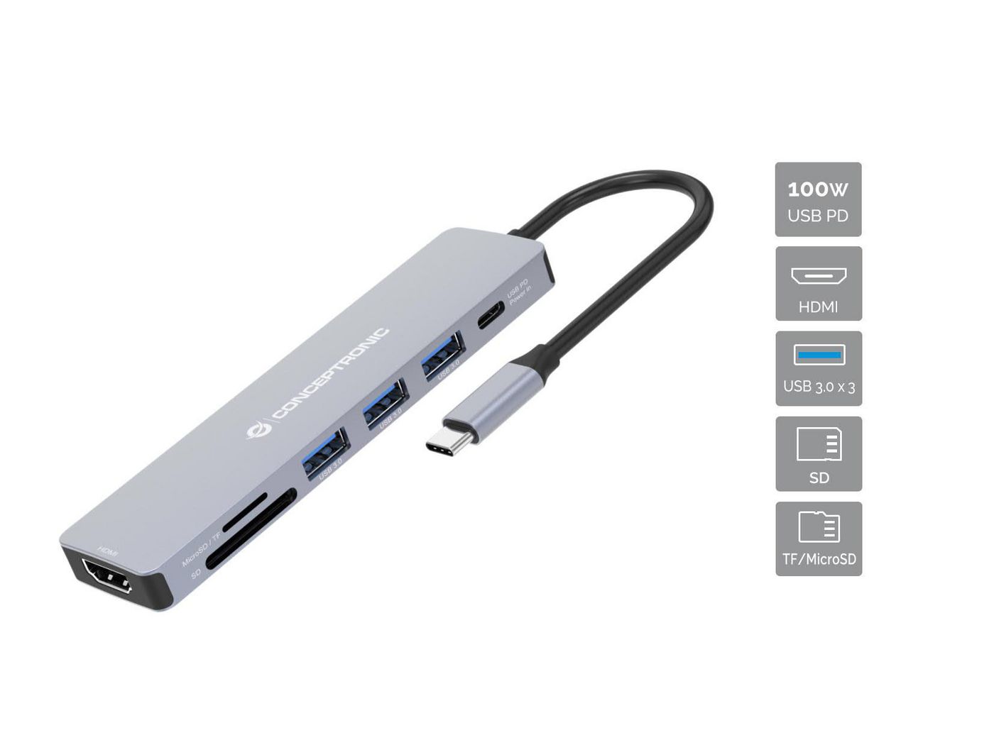 CONCEPTRONIC 100WPD 7-in-1 0.25m Produktbild