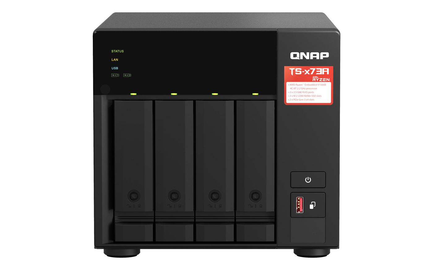 QNAP TS-473A - NAS-Server - 4 Schächte - SATA 6Gb/s - RAM 8 GB - 2.5 Gigabit Ethernet Produktbild 2