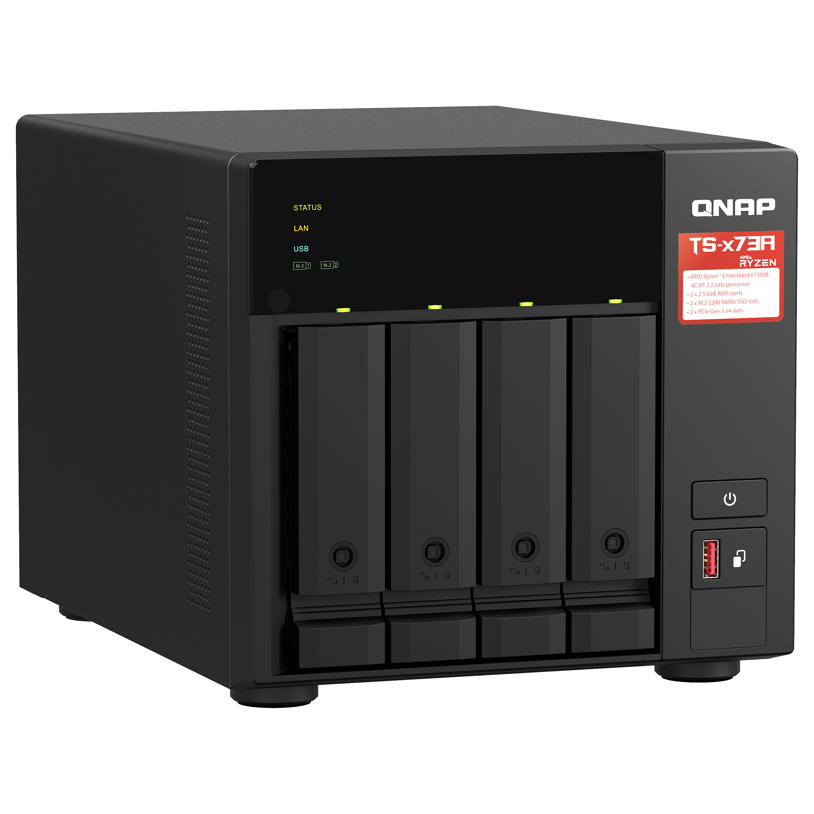 QNAP TS-473A - NAS-Server - 4 Schächte - SATA 6Gb/s - RAM 8 GB - 2.5 Gigabit Ethernet Produktbild 4