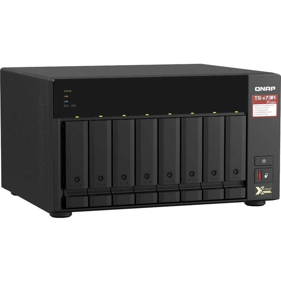 QNAP 8-bay NAS AMD Ryzen Embedded V1500B 2.2GHz 8GB 8xSATA 6Gb/s bays 2xM.2 NVMe PCIe Gen3 SSD slots Produktbild 4