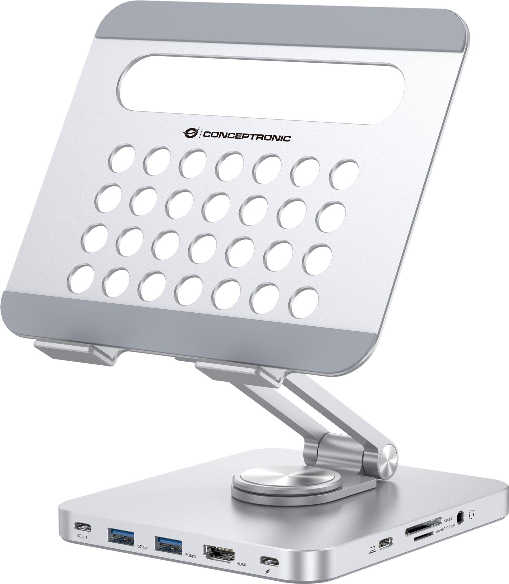 CONCEPTRONIC Tablet Halterung inkl 8-in-1 Docking Station si Produktbild 2
