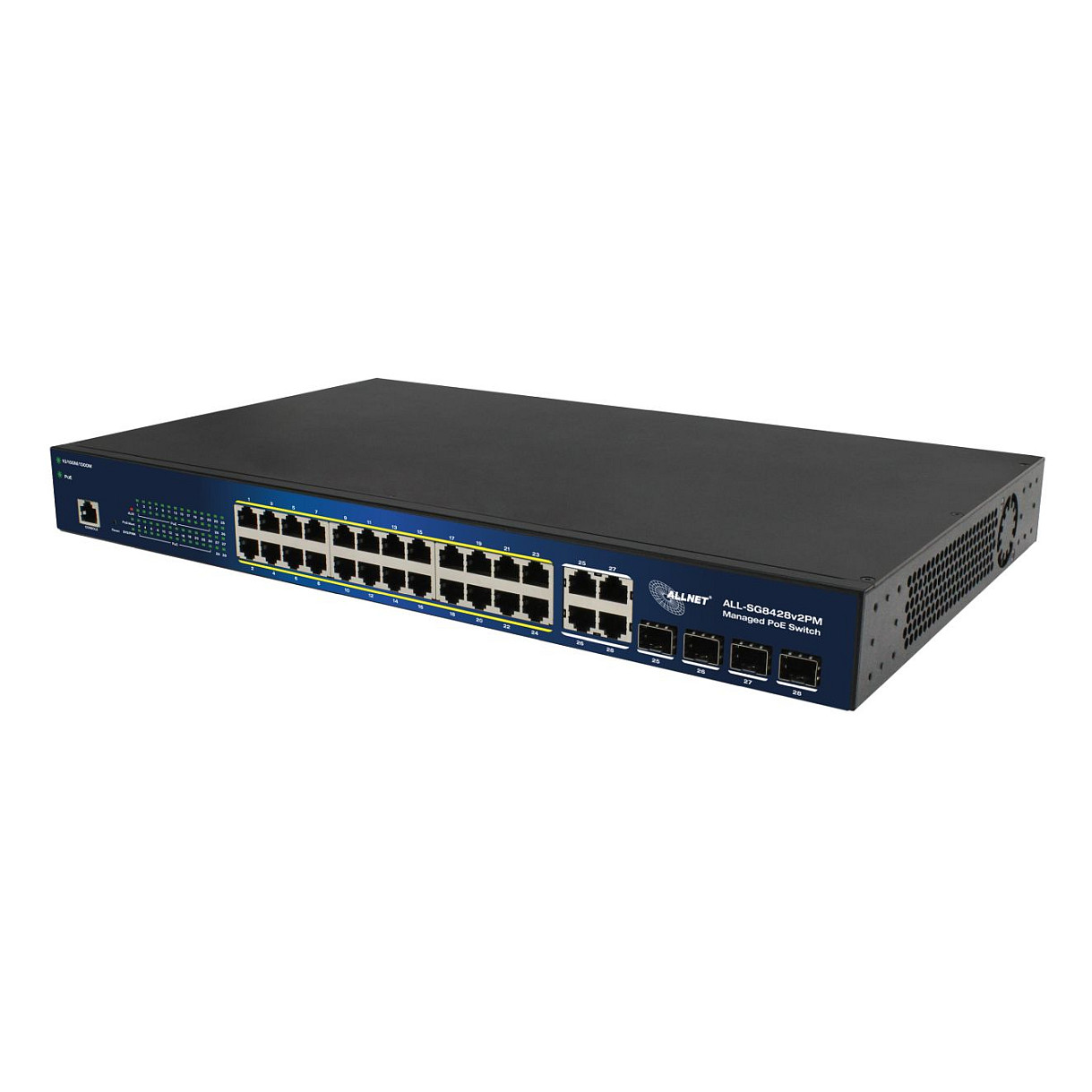 ALLNET Switch smart managed Layer2 24 Port? PoE Budget 370W? 24x at? 4x SFP? 19""""? - Switch - 56 Gbp Produktbild 3
